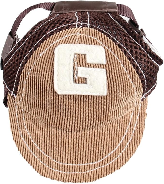 Pet Dog Baseball Cap Sport Cap Hat - Outdoor Hat Sun Protection Summer Cap for Small Medium Large Dog (Large Cap, Brown)