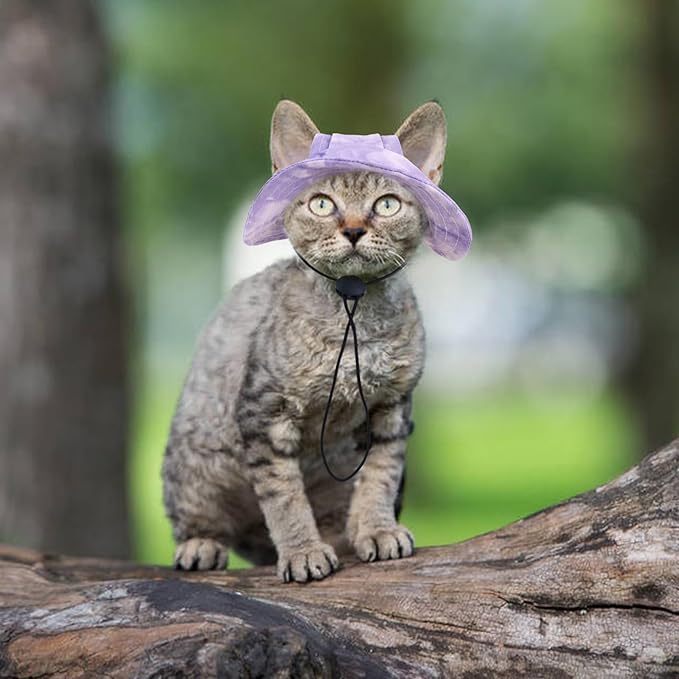QBLEEV Cat Hats for Cats Only, Sphynx Hat with Ear Hole, Hairless Cat Cowboy Hats for Birthday Party Halloween, Kitten Headwear Sun Sombrero Caps, Chihuahua Sunscreen Baseball Outdoor Climbing Cap