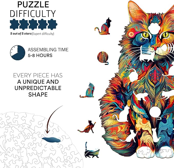 Jigfoxy Wooden Puzzles for Adults, Unique Animal Shape Wood Jigsaw Puzzles Gifts for Adults, Challenging Jigsaw Puzzle（XL-23.6 * 18.9in-620pcs）