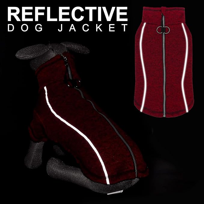 cyeollo Dog Coat Jacket Fleece Lined Inside Reflective Coats with D Ring Zipper Up Dog Winter Coats Warm Clothes Dogs Sweaters for Small Dogs