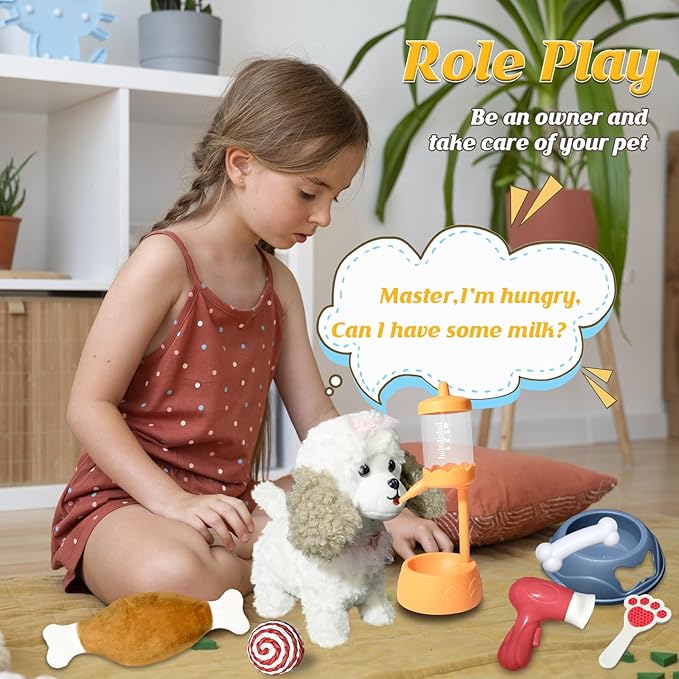 Puppy Toys for Kids, Toy Dogs That Walk and Bark, Walking Dog Toy for Kids with Leash, Interactive Stuffed Puppy with Remote Control, for Girls and Boys Aged 3-7 Year Old