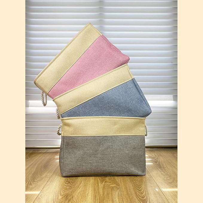 Custom Dog Basket for Toys Collapsible Storage Bin Grey Pink Blue Rectangular Pet Storage Organizer Box with Handles Extra Large Customized Name