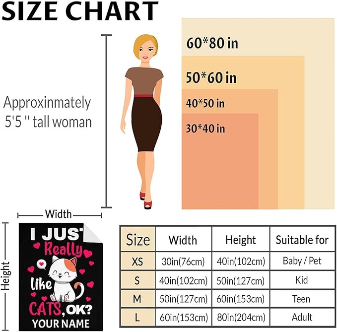 Personalized Cat Blanket Gifts with Name - 30"x40" Cute Throw Blanket for Adults Kids - Pink Soft Plush Throws for Bed, Couch & Travel