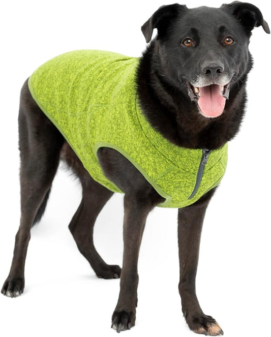 Kurgo Core Knit Dog Sweater with Fleece Lining, Cold Weather Pet Jacket, Zipper Opening for Harness, Adjustable Neck, Year-Round Sweater for Large Dogs (Heather Green, Large)