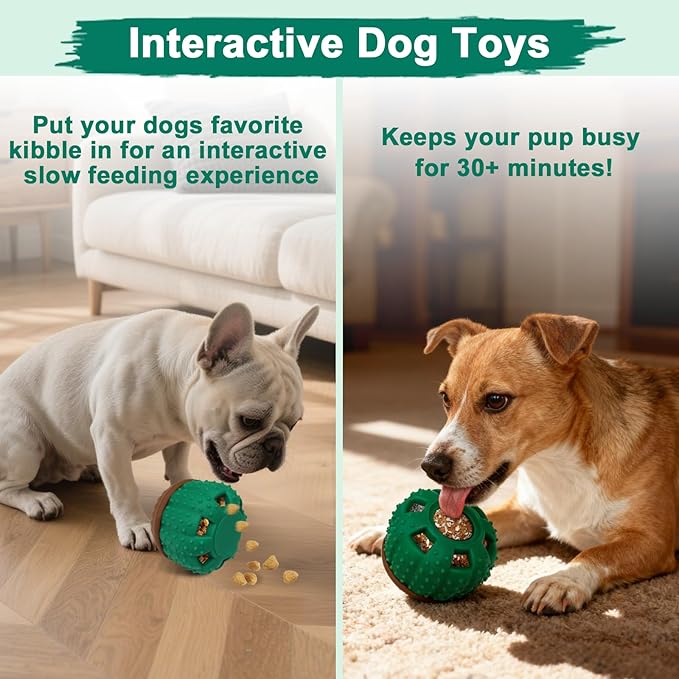 Cactus Dog Chew Toys - Interactive Dog Toy to Keep Them Busy, Tough Chew Toys for Dogs, Leakable Slow Feeder Dog Toy Ball for Medium and Large Dogs 25-75 lbs