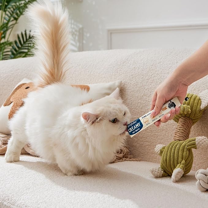 PETPHABET Lickable Cat Treats, Creamy Puree Wet Kitten Treats Tuna Recipe, Squeezable Paste Cat Snacks, Grain-Free Kitty Treat, High Protein Squeeze Up Tubes for Cats (0.5 oz x 20 Counts)