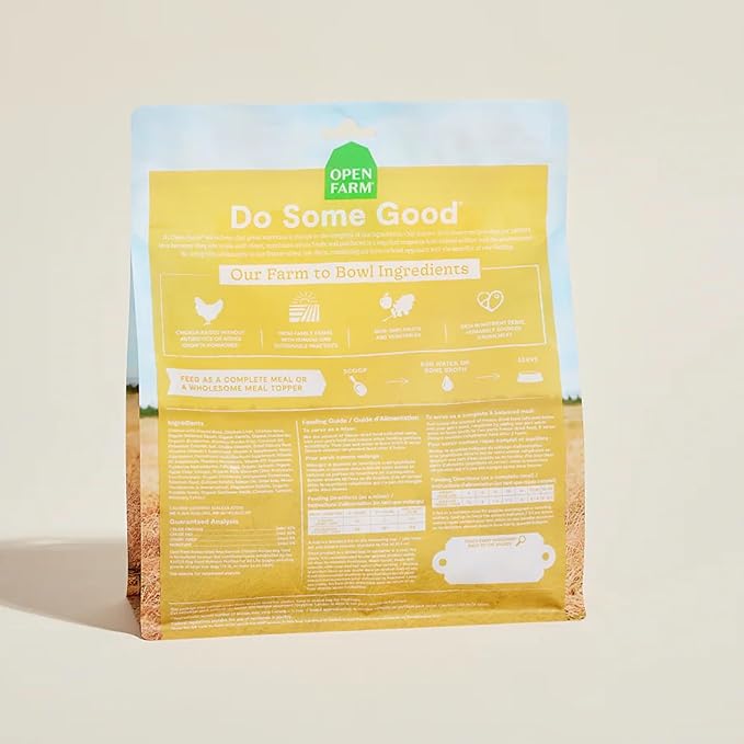 Open Farm, Freeze Dried Raw Dog Food, Morsels with 95% Meat, Organs & Bone, Organic Produce & Superfoods, Complete Meal or Freeze Dried Dog Food Topper, Chicken Recipe, 22oz Bag