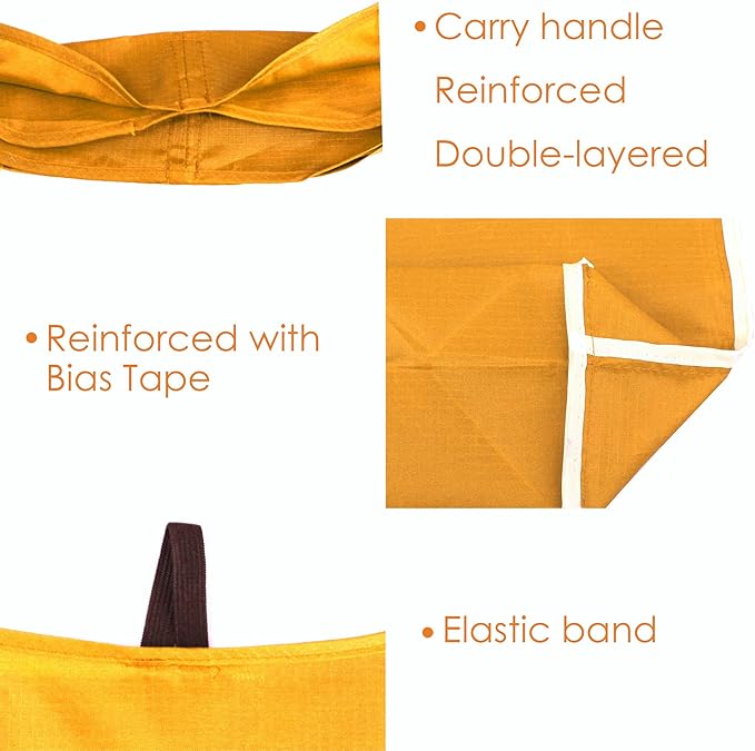 BeeGreen Yellow Reusable Grocery Bags Light Orange Shopping Bags Bulk 50LBS X-Large Foldable Heavy Duty 10 Pieces