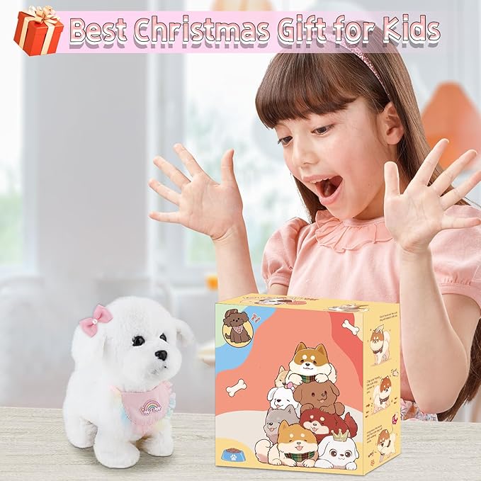 Puppy Toys for Kids, Toy Dogs That Walk and Bark, Walking Dog Toy for Kids with Leash, Interactive Stuffed Puppy with Remote Control, for Girls and Boys Aged 3-7 Year Old