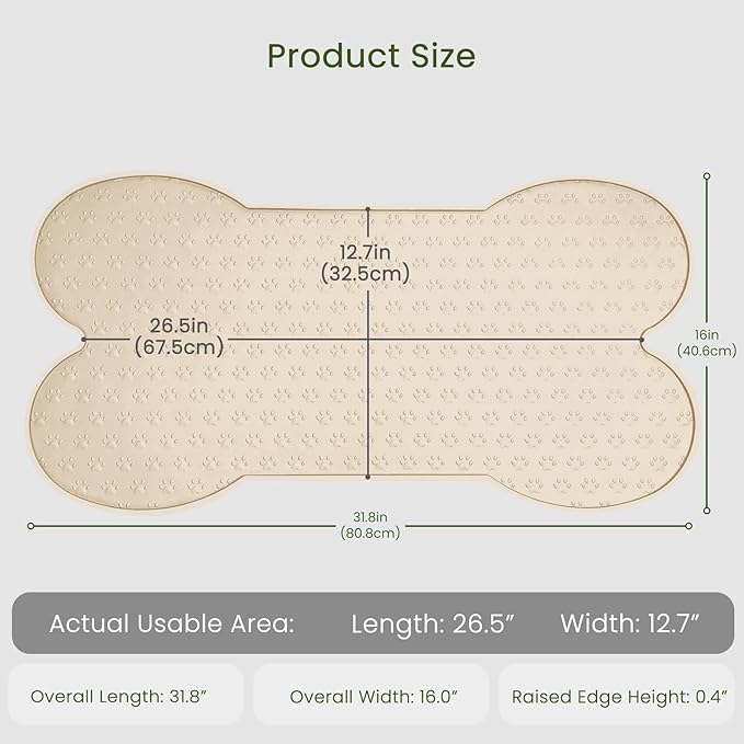 Dog Food Mat Anti-Slip Silicone Dog Bowl Mat Thicker Pet Placemat Waterproof Cat Feeder Pad with Raised Edge Puppy Kitten Feeding Mats Suitable Small Medium-Sized Dogs Cats Eating Tray