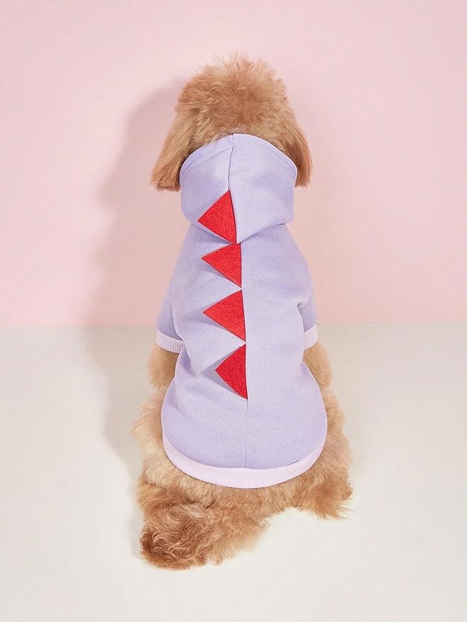 QWINEE Dinosaur Dog Hoodie Dog Warm Jacket Christmas Halloween Dog Costume Dog Clothes for Puppy Kitten Small Medium Dogs Cats Solid Purple XS
