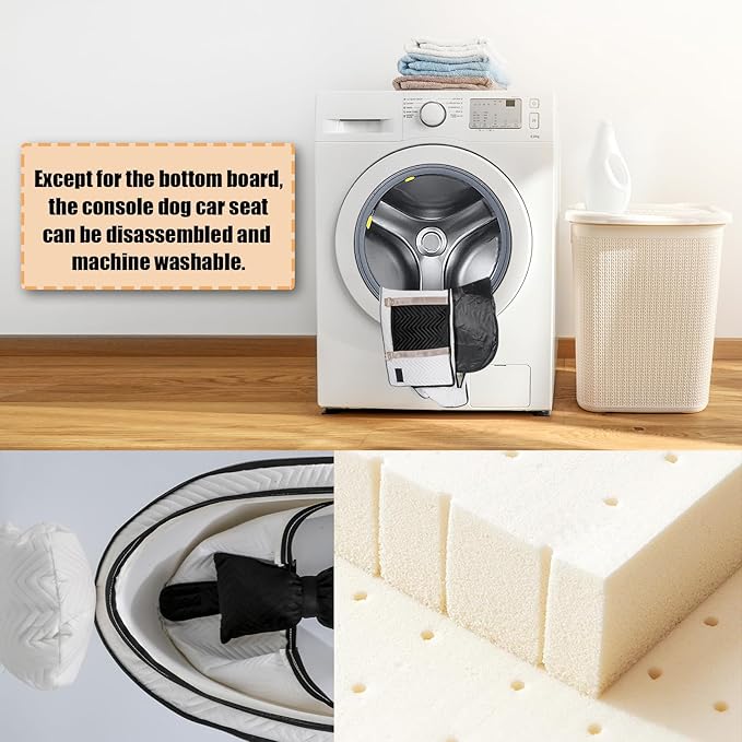 Dog Car Seat for Small Dogs, Portable Center Console Dog Car Seat, Pet Booster Seats with Safety Belt and Soft Cushion, Pet CarSeat for Dogs and Cats Under 15 lbs, White