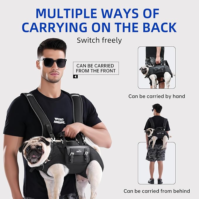 Dog Backpack Carrier for Dogs,Dog Lift Harness,Adjustable Padded Breathable Straps for Dogs, Disabled, Joint Injuries, Arthritis,S