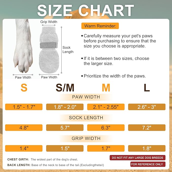 BEAUTYZOO Dog Socks to Prevent Licking Paws -Dog Boots & Paw Protectors with Grippers on Hardwood Floors, Dog Shoes for Hot/Cold Pavement Small Medium Large Senior Dogs Booties