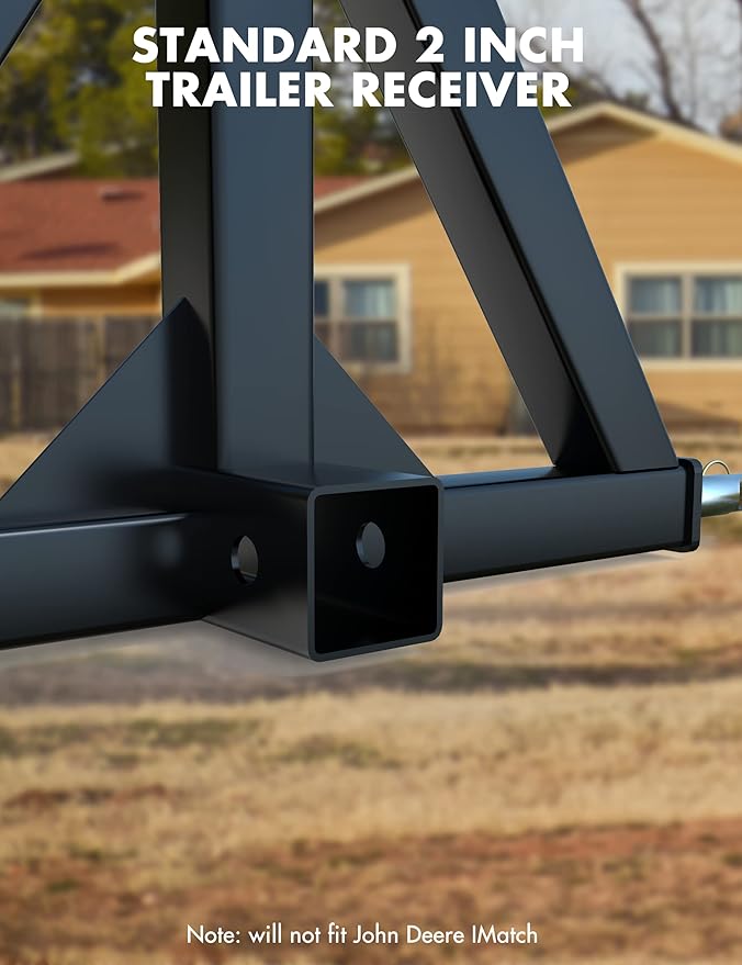 3 Point 2" Trailer Hitch Receiver Heavy-Duty for Category 1 Tractors Compatible with Kubota, BX, LM25H, WLM Tractor, NorTrac, Yanmar, Kioti, Cat