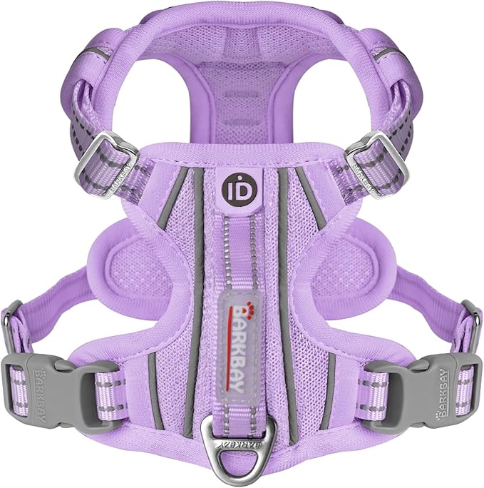 BARKBAY Dog Harness No Pull with ID Tag Pocket - Heavy Duty, Reflective, Easy Control for Small Dogs(Violet Purple,S)