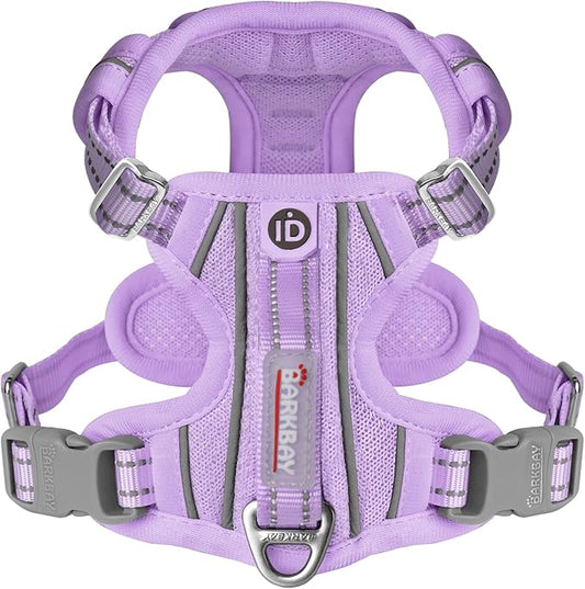 BARKBAY Dog Harness No Pull with ID Tag Pocket - Heavy Duty, Reflective, Easy Control for Large Dogs(Violet Purple,M)