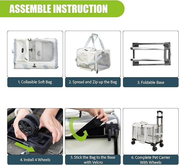 Pet Carrier with Wheels - Soft-Side Wheeled Cat Carrier for Dogs with Telescopic Handle, Collapsible Rolling Pet Travel Bag Carrier for Large Cats Small Medium Dogs for Camping Vet Visiting Beige