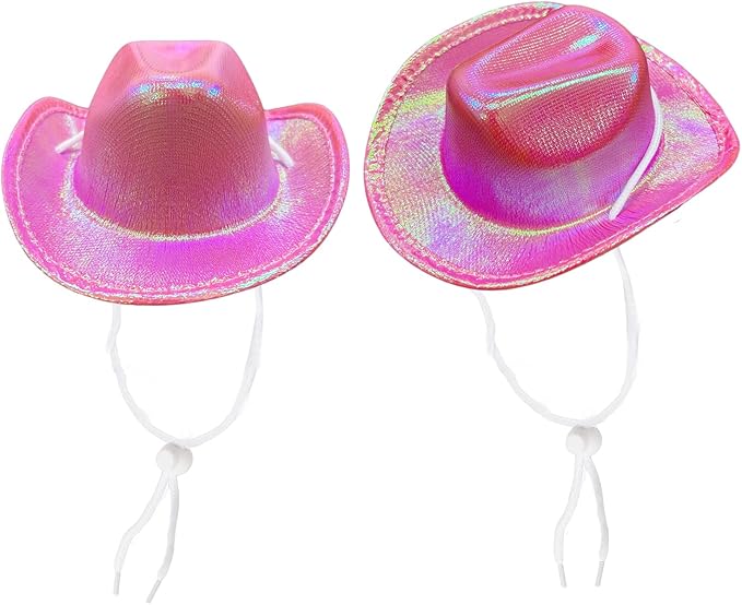 Dog Cowboy Hat Cat Cowboy Hat Pet Cowboy Costume Mini Cowboy Hat for Dogs Cat Holiday Halloween Pet Party Decoration (Pink-style2, Small)