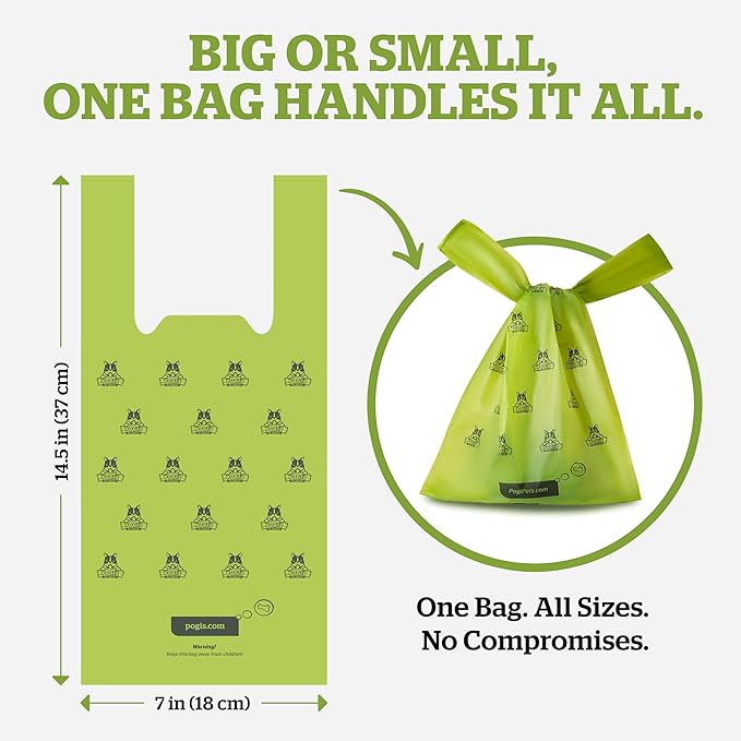 Pogi's 300 Unscented Dog Poop Bags with Handles - Earth-Friendly, Leak-Proof, Ultra Thick, 4+ Month Supply
