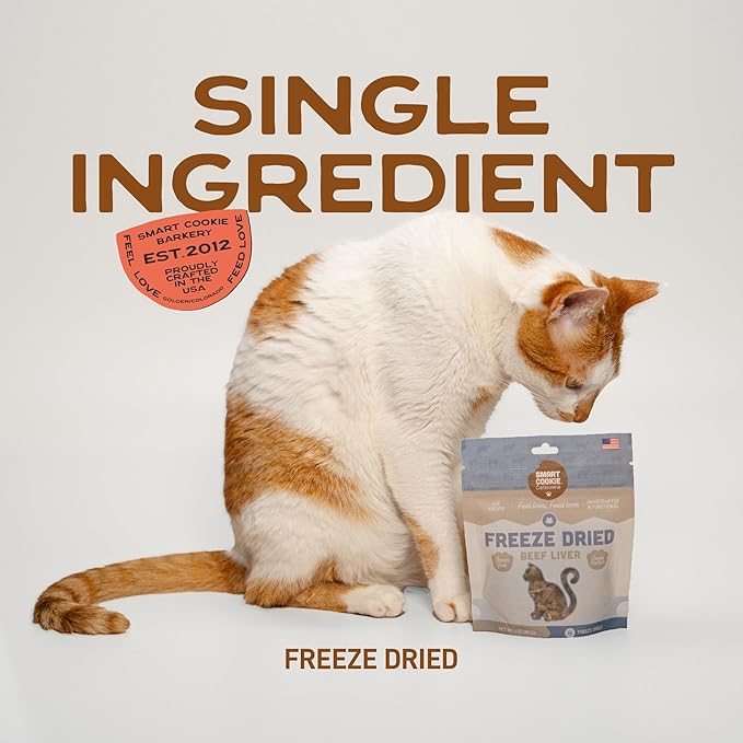 Smart Cookie Beef Liver Freeze Dried Cat Treats – Single Ingredient, High-Protein Snacks for Picky Cats – 100% Pure Beef Liver, No Fillers or Additives, Made in The USA – 1oz (3 Pack)