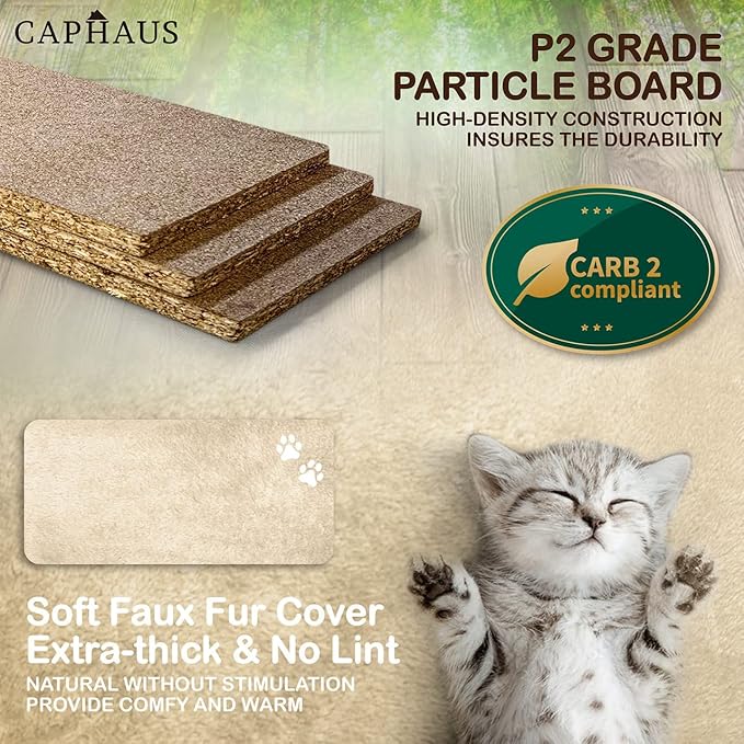 CAPHAUS Cat Tower for Indoor Cats, Modern Cute 40-Inch Small Cat Tree with Widened Perch for Large Cats Kittens, Multi-Level Cat Activity Tree with Scratching Posts, Tunnel, Basket, Cat Cave Condo