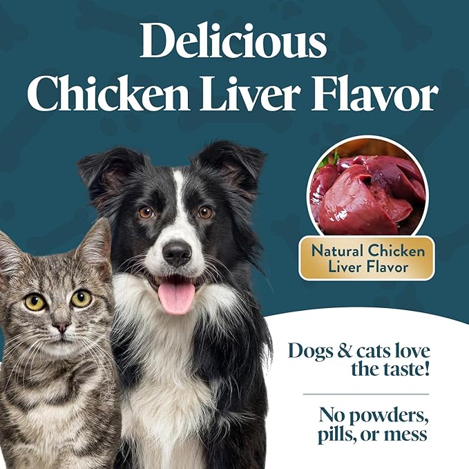Vision Chews Eye Supplements for Dogs & Cats, Natural Chicken Flavor, Contains Omega 3, Lutein, Antioxidants, & More, Cat & Dog Eye Supplements, No Preservatives, Made in USA, 1 Bag, 30 Chews