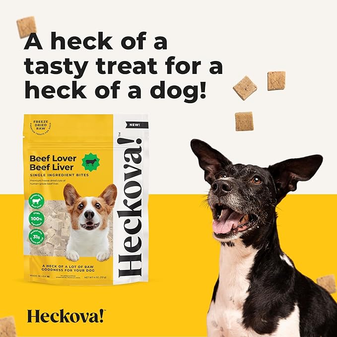 Beef Lover - Freeze Dried Beef Liver Dog Treats - Single Ingredient Human Grade Raw Beef Liver Bites for Training, Meal Topper, No Additives, High Protein, 31g Per Cup, 4oz Bag