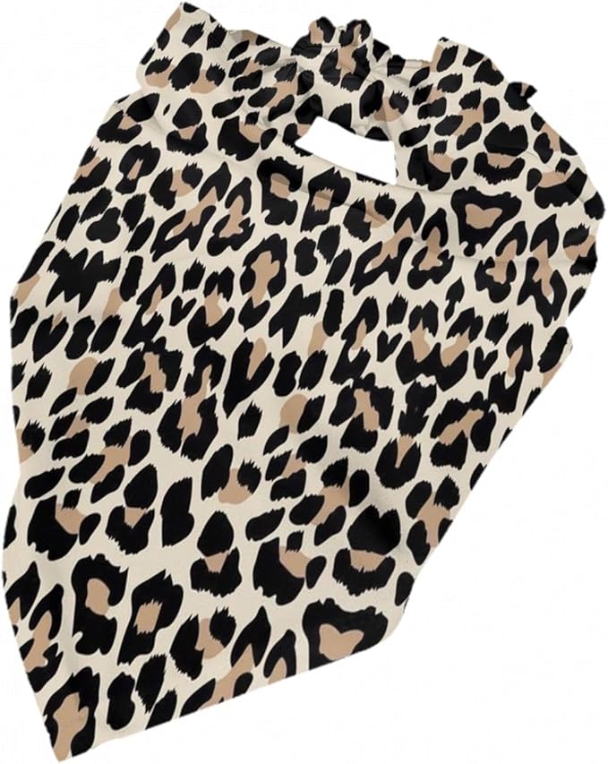 Leopard Print Dog Bandana,Soft Comfortable Pet Triangle Bibs Scarf for Puppy Cats Dogs, Cute Leopard Designs Washable Kerchief Scarf for Dog Lovers (Black)