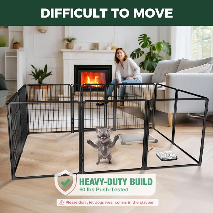 FXW Pawadise Acrylic & Wire Mesh Indoor Dog Playpen, Heavy Duty 32 Inch 10 Panels Metal Dog Pen for Small and Medium Dogs, Black│Patented