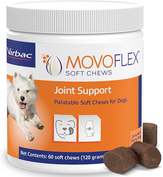 MOVOFLEX Soft Chews Hip and Joint Support Supplement for Small Dogs 60 Count by Virbac