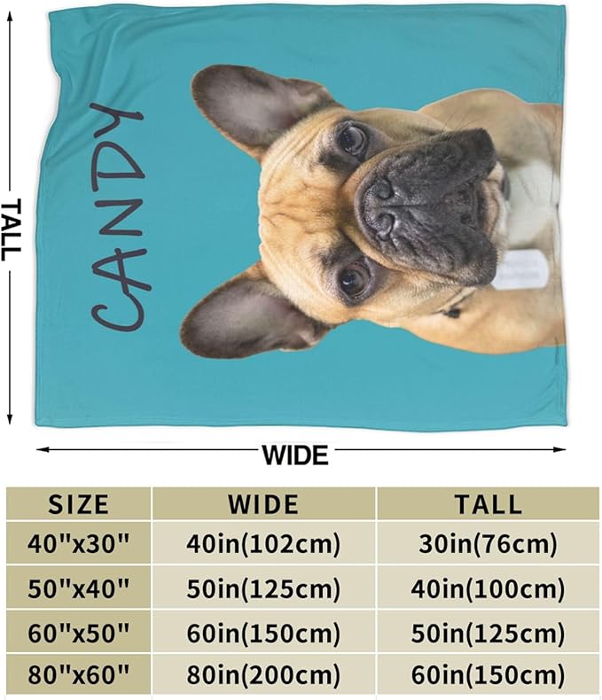 Funnylife Custom Pet Portrait Blankets 40" x 50" Personalized Dog Photo Blanket for Dog Dad & Mom Gifts for Pet Owner