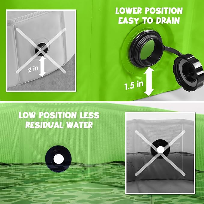 Furrybaby Dog Pool Foldable Dog Pools for Dogs Swimming Pool with Hard Plate Collapsible Pet Bath Pool Kiddie (Green 47'')