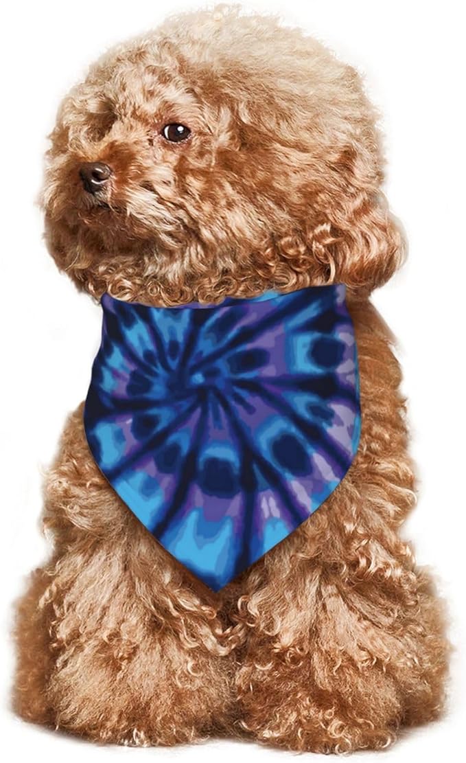 Tie Dye Blue Purple Dog Bandana Scarf Triangle Bibs Pet Accessories Cat Kerchief