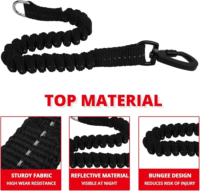 Long Dog Leash 10 FT: Heavy Duty Rope Leashes for Dogs Training with Swivel Lockable Hook Reflective Threads Bungee and Padded Handle - Dog Lead for Large Small Medium Dogs Outside Walking Hiking Red