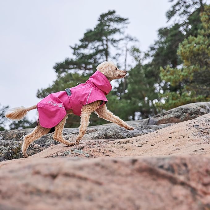 Hurtta Monsoon Coat II ECO, Wet Weather Dog Raincoat Coat, Ruby, 12 in