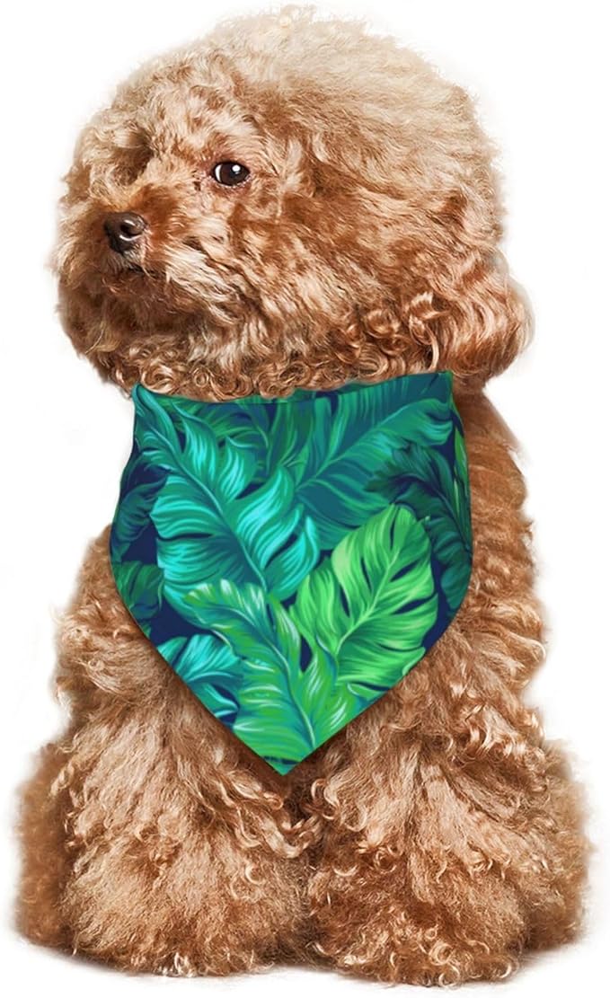 Tropical Hawaiian Leaves Turquoise Leaf Summer Dog Bandana Scarf Triangle Bibs Pet Accessories Cat Kerchief