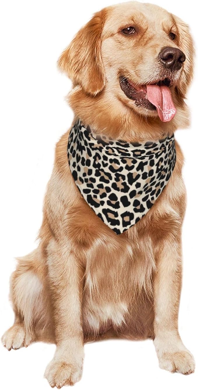 Leopard Print Dog Bandana,Soft Comfortable Pet Triangle Bibs Scarf for Puppy Cats Dogs, Cute Leopard Designs Washable Kerchief Scarf for Dog Lovers (Black)