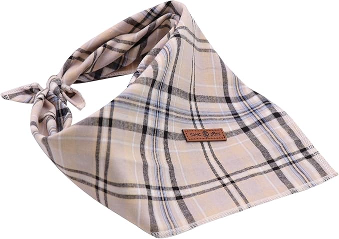 Lionet Paws Dog Bandana Washable Cotton Handkerchief Scarf Triangle Bandana for Small Medium Large Dogs Grey