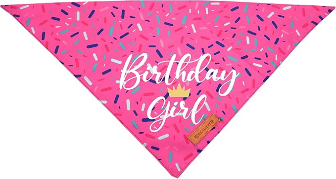 Realeaf Birthday Girl Dog Bandana, Dog Birthday Party Supplies,Premium Durable Fabric, Bandanas for Medium and Large Dogs Pets (Pink, Large)