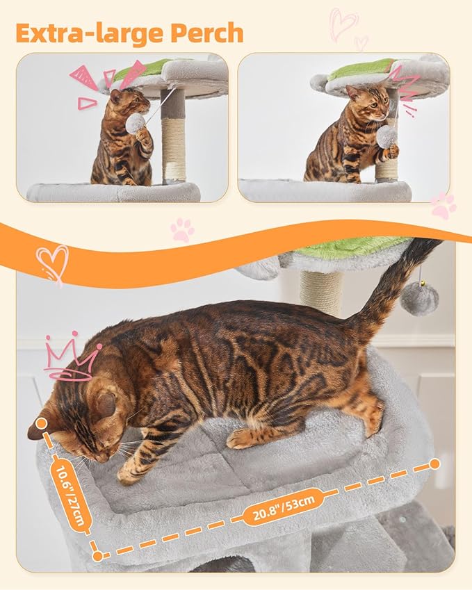 Taoqimiao 83In Heavy Duty Cat Tree, Suitable 20lb+ Large Cats, XXL-Cat Tower for Indoor Cats Large Adult, 2 Luxurious Cat Cando with 8 Scratching Posts,Oversized Metal Hammocks, Light Gray MS032W