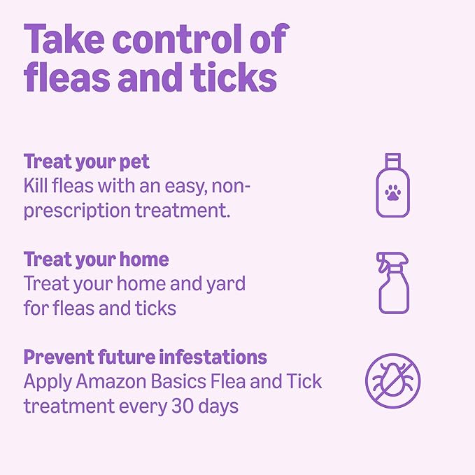 Amazon Basics Flea and Tick Topical Treatment for Large Dogs (45-88 pounds), Unscented, 3 Count, Packaging May Vary