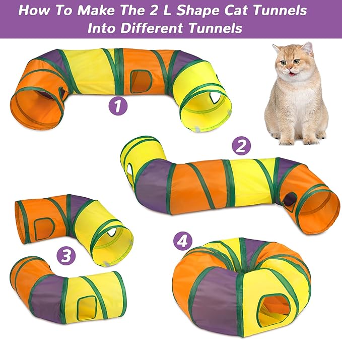 Retro Shaw 33Pack Cat Toys, Cat Tunnels Toy for Indoor Cats Kitten Kitty, Interactive Large Cat Tube Tent Feather Wand Teaser Bell Fuzzy Ball Springs Mouse Pet Set