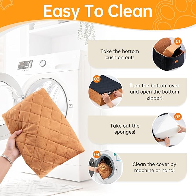 Dog Car Seats for Small/Medium Dogs, FurFrolic Memory Foam Dog Booster Seat for Small Dogs up to 35 lbs, Travel Pet Car Seat with Washable Detachable Cover, Storage Pockets, 2 Safety Belt, Black Brown