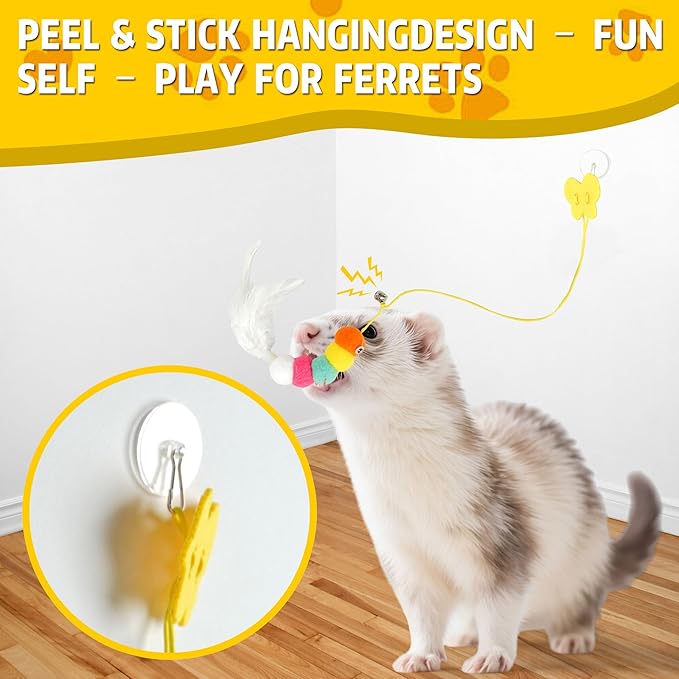 15 Pack Ferret Chew Toys and Accessories Ferret Bell Balls Squeaky Teething Pet Toys Ferret Plushies Sound Toy for Interactive Pet Ferret Cat Dog Small Animal