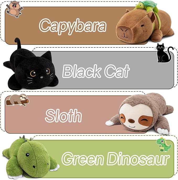 SQEQE Weighted Stuffed Animals Capybara with Turtle Backpack, Weighted Capybara Plush, Cute Plushies Pillow Toy for Bed Time, Christmas & Valentines Gift 23.6 Inch 3.8 Lbs