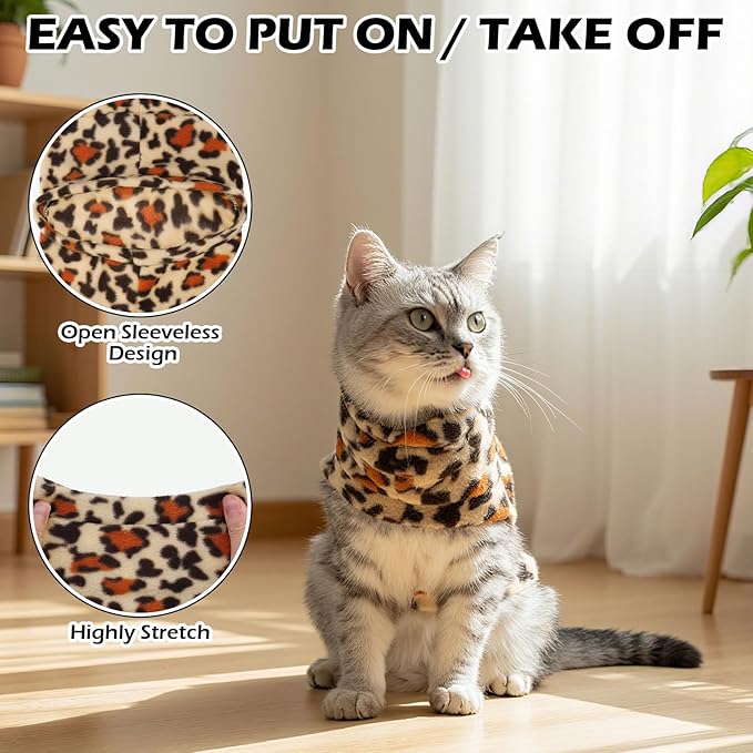 EXPAWLORER Soft Cat Sweater - Leopard Print Sweaters for Cats Only Warm Kitten Clothes, Fall and Winter Pet Coat Pullover Design Feline, Fleece Clothing Also for Puppy Small Dogs, Small