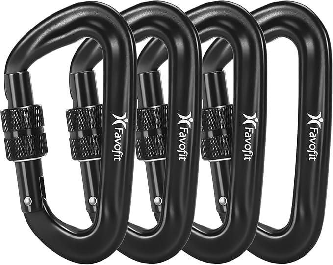 Heavy Duty Locking Carabiner Clips - Favofit 12KN (2697 lbs) Clips 3.2'' Small D Ring for Camping Hammock Hiking Dog Leashes Keychains - Perfect for Outdoor Enthusiasts