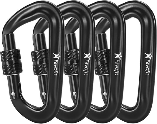Heavy Duty Locking Carabiner Clips - Favofit 12KN (2697 lbs) Clips 3.2'' Small D Ring for Camping Hammock Hiking Dog Leashes Keychains - Perfect for Outdoor Enthusiasts
