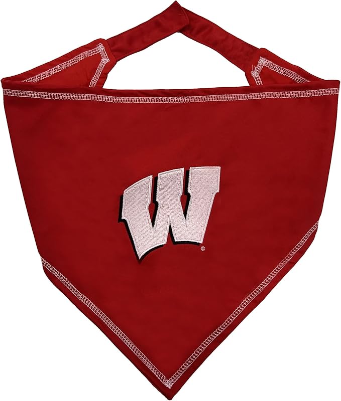 NCAA Wisconsin Badgers Tie Bandana, Large/x-Large. Dog Bandana Scarf Bib for Pet Cat Dog. The Ultimate Game-Day, Party Bandana